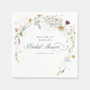Script Watercolor Wildflower Bridal Shower Napkin