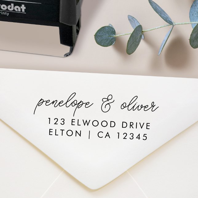   Script Wedding Address | Modern Minimal Couple Self-inking Stamp (Creator Uploaded)