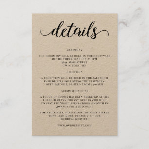 Script Wedding Details Invitation Insert