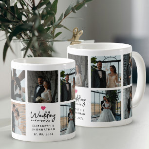 Script Wedding Memories Heart Couple Photo Collage Coffee Mug