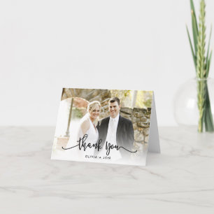 Script Wedding Personailzed Photo Thank You Note Card
