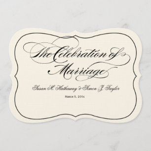 Script Wedding Program DIY Fan - Black Off White