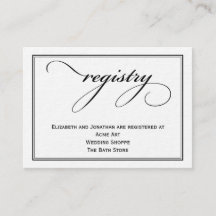 Script Wedding Registry Information Card