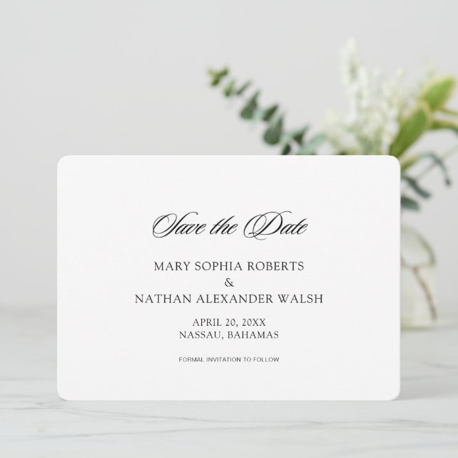 Script Wedding Save The Date Invitation (Standing Front)