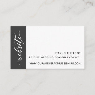 Script Wedding Website Details, Dark Grey & White Enclosure Card