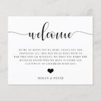 Script Wedding Welcome Bag Insert Card
