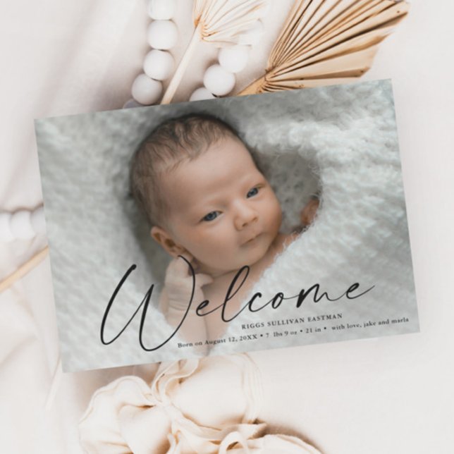 Script Welcome Baby Photo Birth Announcement (Creator Uploaded)
