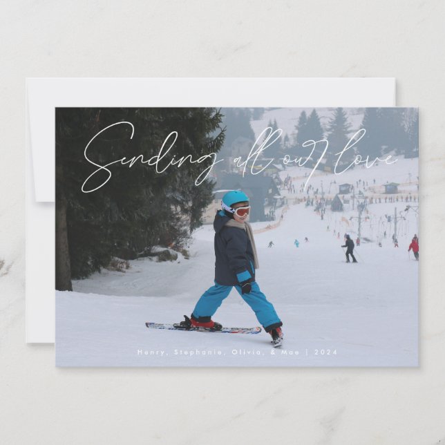 Script White Overlay Send Love Photo Valentine Holiday Card (Front)