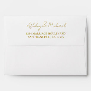 Script White Wedding Return Address Envelope