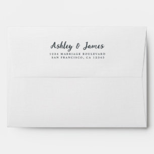 Script White Wedding Return Address Envelope