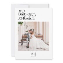 Script with Heart Wedding Monogram Love And Thanks