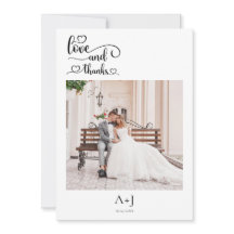 Script with Heart Wedding Monogram Love And Thanks