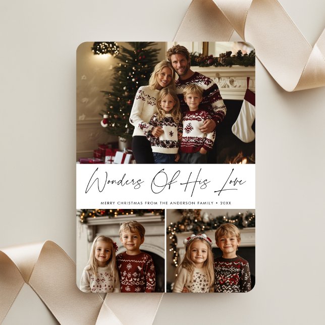 Script Wonders Of His Love Religious Christmas Holiday Card (Creator Uploaded)