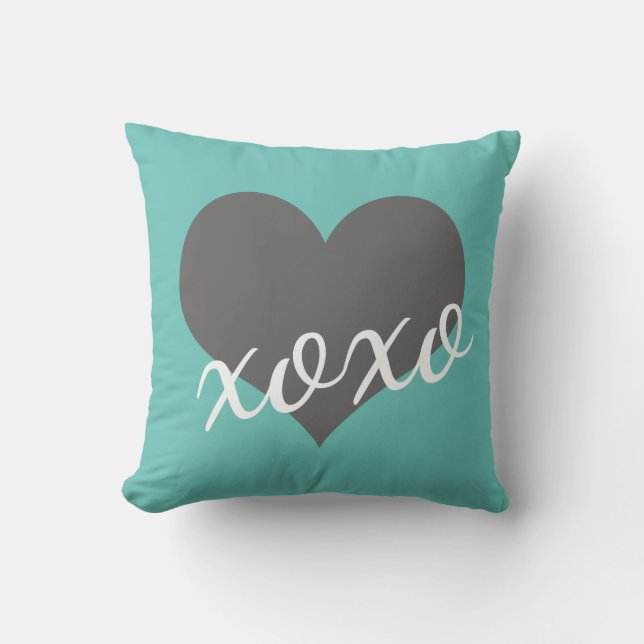 script XOXO on grey heart | Cushion (Front)