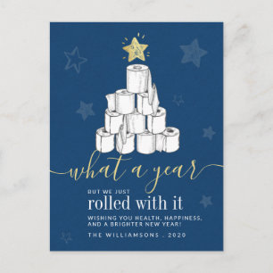 Script Year 2020 Christmas Tree Toilet Paper Holiday Postcard