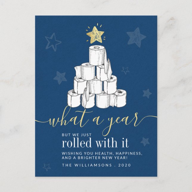 Script Year 2020 Christmas Tree Toilet Paper Holiday Postcard (Front)