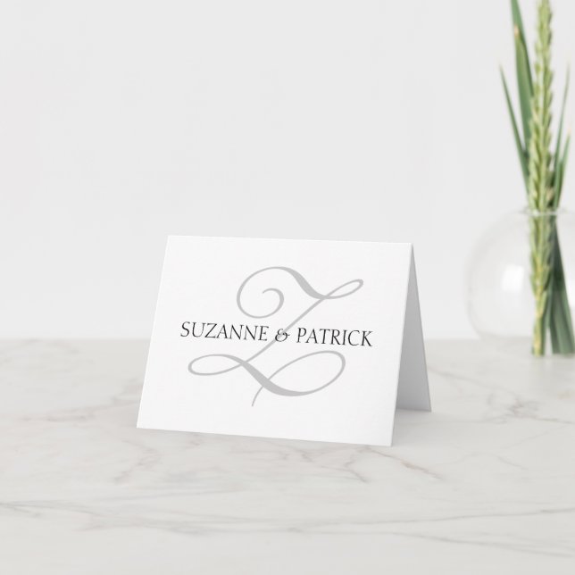 Script Z Monogram Notecard (Silver / Black) (Front)