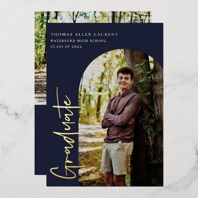 Scripted Arch Photo Graduation Foil Invitation (Front/Back)