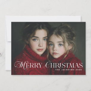 Scripted Chic Merry Christmas Design Holiday Card