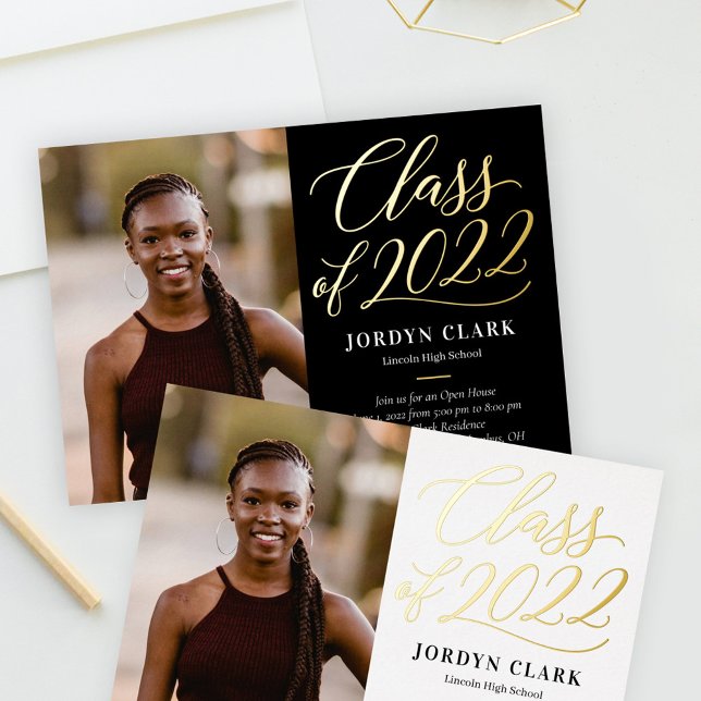 Scripted Class Foil Graduation Announcement Invite (Creator Uploaded)