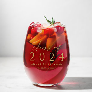 Scripted Class Personalised 2025 Graduation Stemless Wine Glass