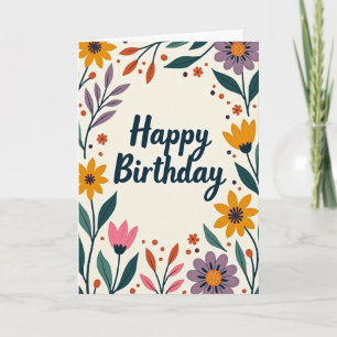 Scripted Floral Birthday Card