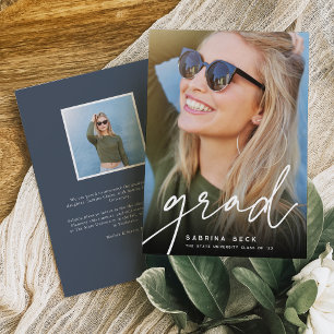 Scripted Grad Photo Graduation Announcement
