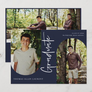 Scripted Graduate Arched Frame 4 Photo Invitation