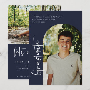 Scripted Graduation Arched Frame Photo Invitation