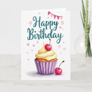 Scripted Hearts Birthday Card