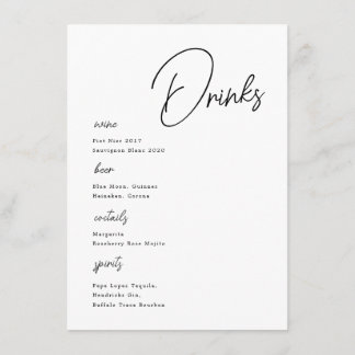 scripted names Wedding Menu