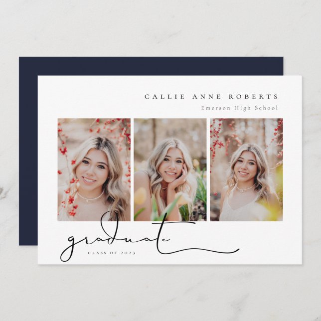 Scripted Snapshot Graduation Photo Announcement (Front/Back)