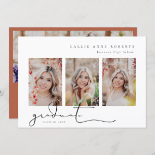 Scripted Snapshot Graduation Photo Invitation