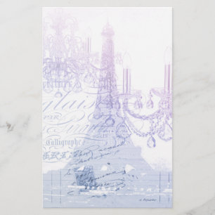 scripts purple chandelier paris eiffel tower stationery
