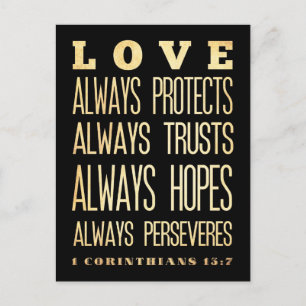 Scriptural Bible Verse - Corinthians 13:7 Postcard