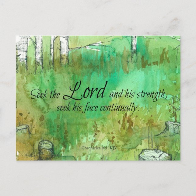 Scripture 1 Chronicles 16:11 Bible Verse Forest    Postcard (Front)