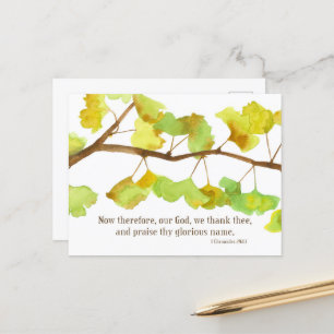 Scripture 1 Chronicles 29 13 Ginkgo Leaf Branch Holiday Postcard