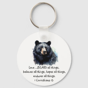 Scripture 1 Corinthians 13:4 Love is Key Ring
