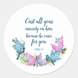 Scripture 1 Peter 5:7  Classic Round Sticker