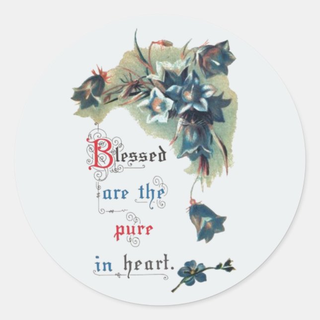 Scripture And Blue Bells Classic Round Sticker (Front)