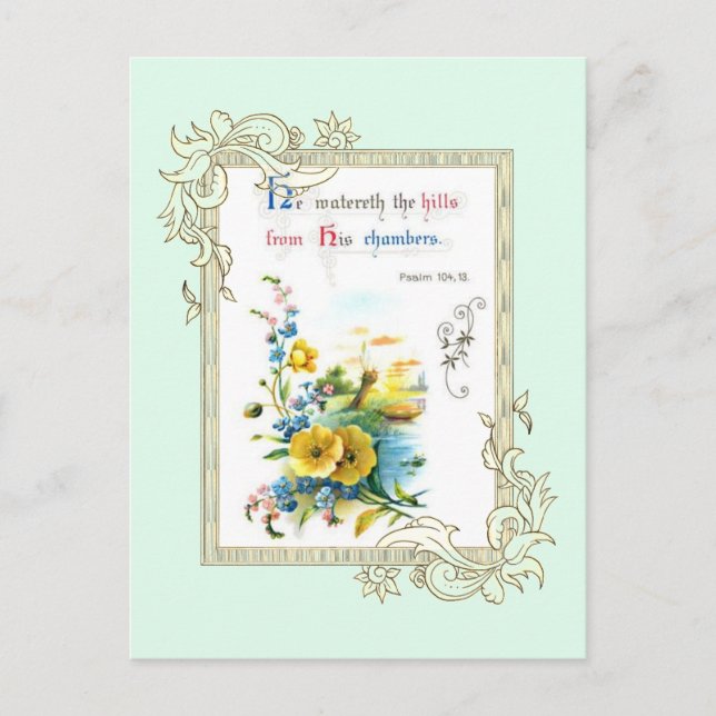 Scripture And Flowers Postcard (Front)