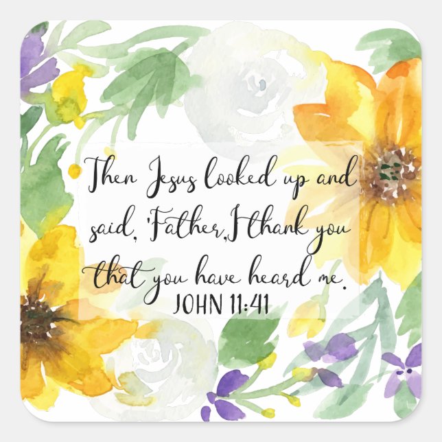 Scripture Art | John 11:41 Square Sticker (Front)