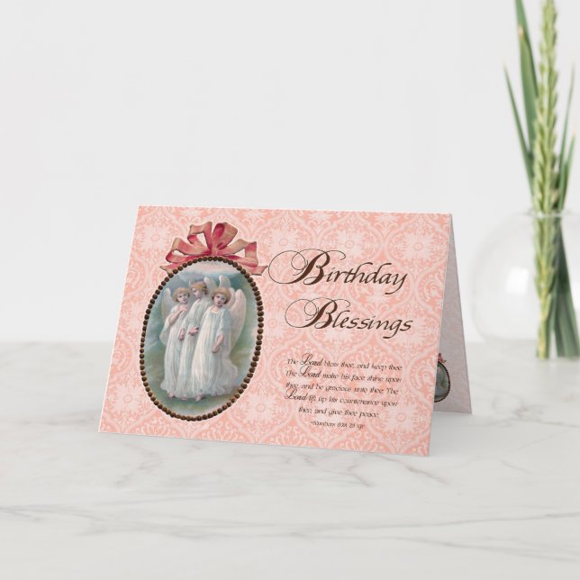 Scripture Birthday Blessings Angels Card (Front)