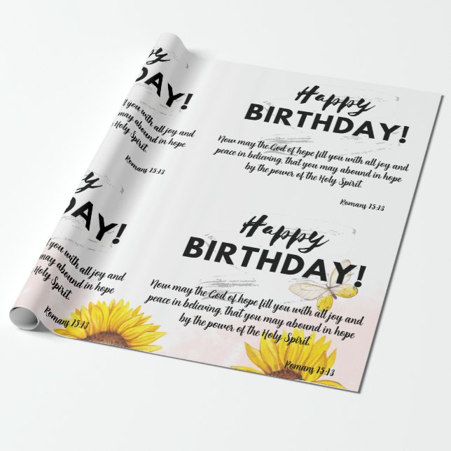 Scripture Birthday Wrapping Paper (Unrolled)