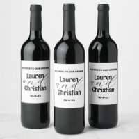 Scripture Black White Wedding Wine Label