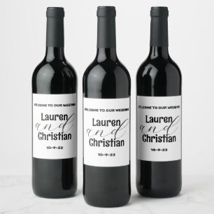Scripture Black White Wedding Wine Label