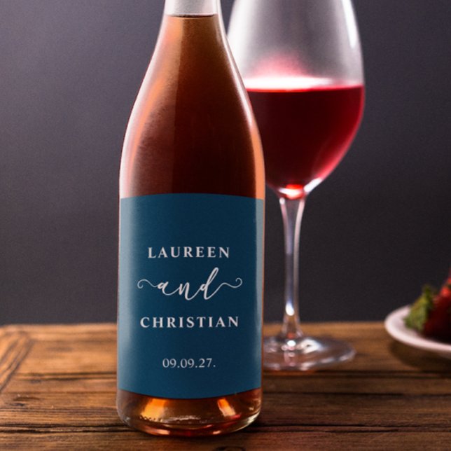 Scripture Blue Wedding Wine Label (Creator Uploaded)
