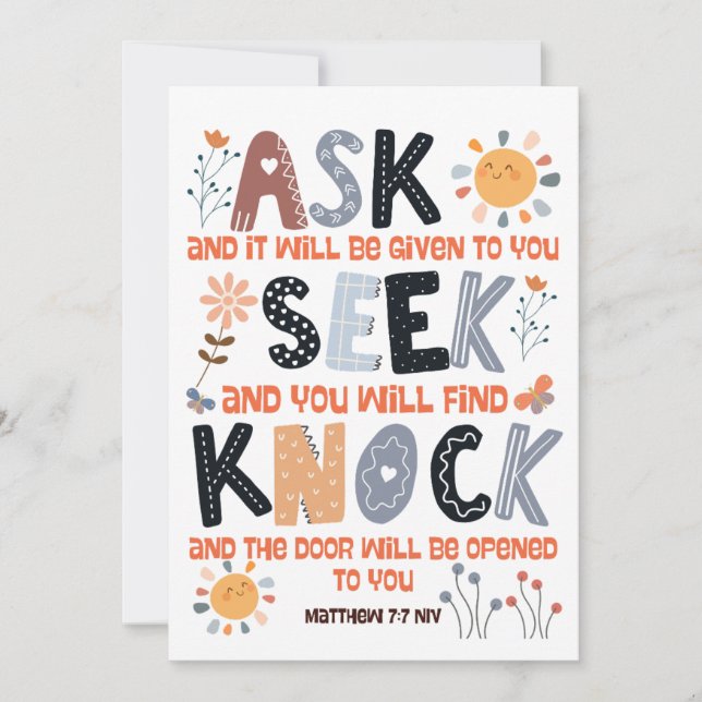 Scripture card bible Matthew 7:7 (Front)