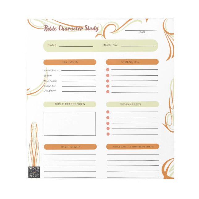 Scripture Character Study Notepad White (Front)