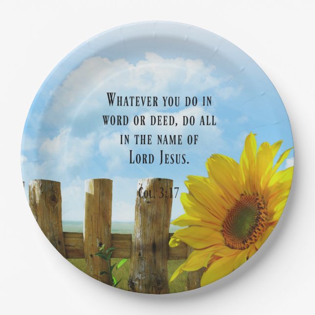 Scripture, Colossians 3:17 Paper Plate (Front)